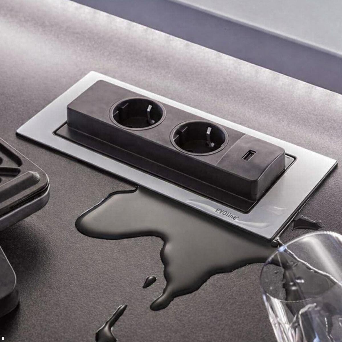 EVOLine BackFlip Cuisine 2x Steckdose mit USB-C Charger, Anwendungsbeispiel Küche