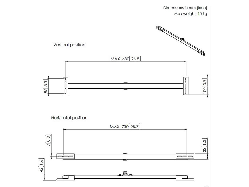 Vogels SOUND 3400 Soundbar Halterung Zeichnung