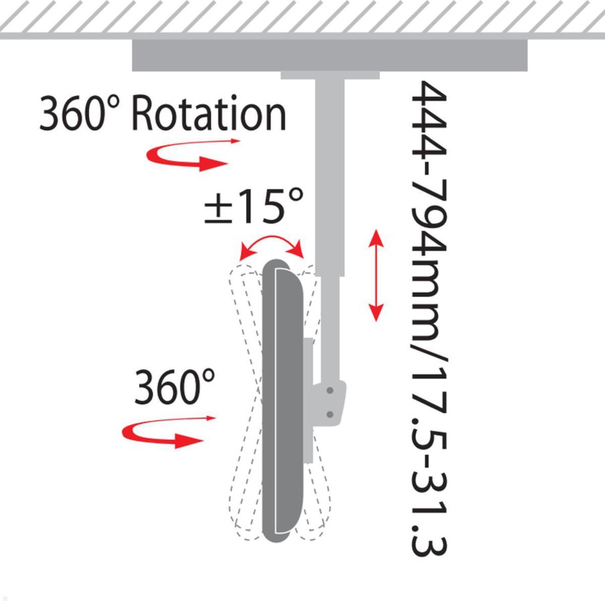 MonLines MDH013B höhenverstellbarer Monitor Deckenhalter 444-794 mm bis 45 kg Funktionen MonLines MDH013B höhenverstellbarer Monitor Deckenhalter 444-794 mm bis 45 kg Funktionen