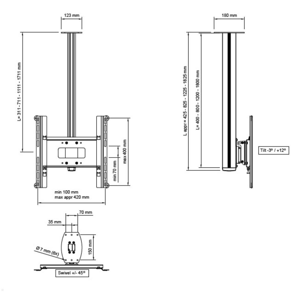 SMS Flatscreen CM ST Monitor Deckenhalterung 800mm (FS061022-P0) Maße SMS Flatscreen CM ST Monitor Deckenhalterung 800mm (FS061022-P0) Maße