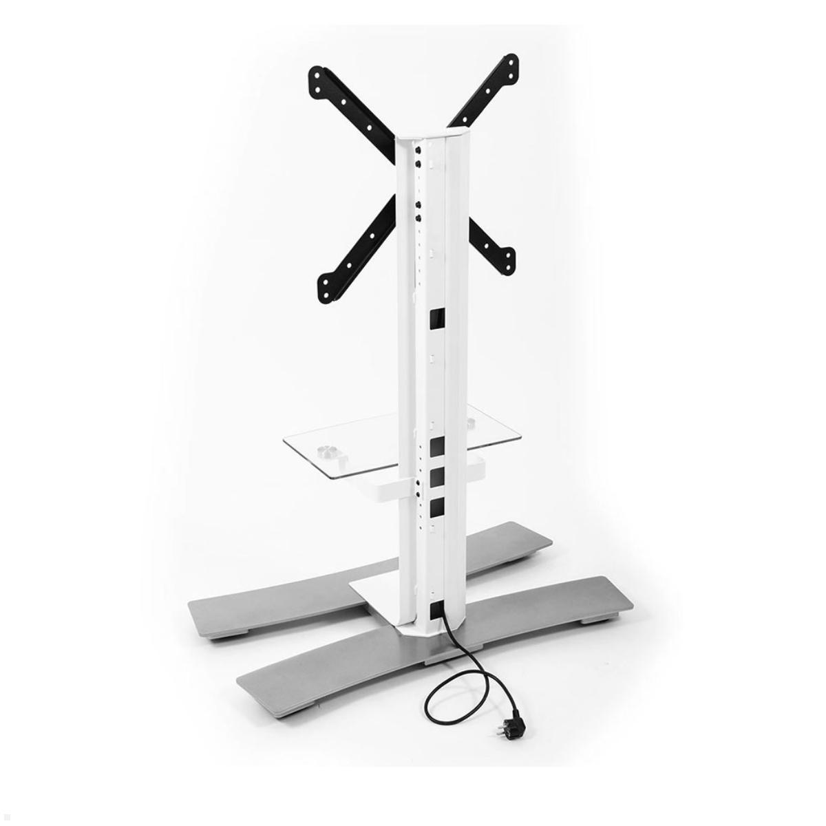 Erard WILL 1050 L mobiler TV Standfuß mit Ablage 30-65 Zoll, weiß, Rückansicht Erard WILL 1050 L mobiler TV Standfuß mit Ablage 30-65 Zoll, weiß, Rückansicht