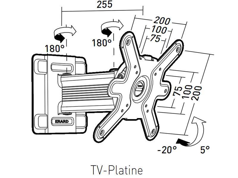 Erard CLIFF 200TW90 bewegliche Monitor Wandhalterung Gelenke Erard CLIFF 200TW90 bewegliche Monitor Wandhalterung Gelenke