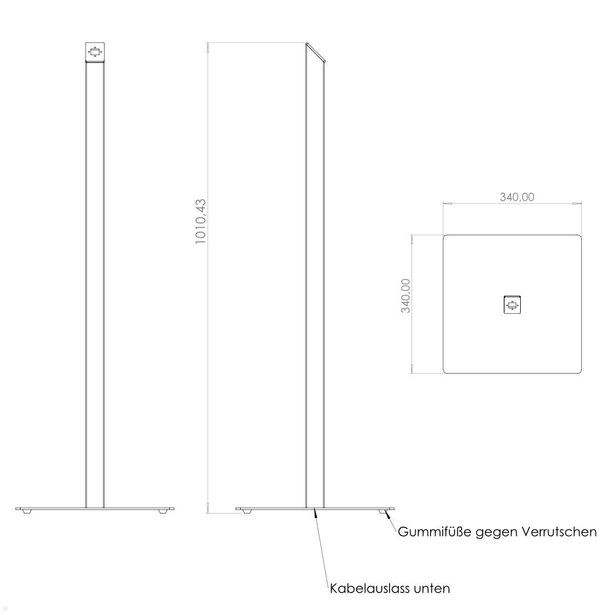TabLines TBS013 Tablet Bodenständer, eckig, Maße
