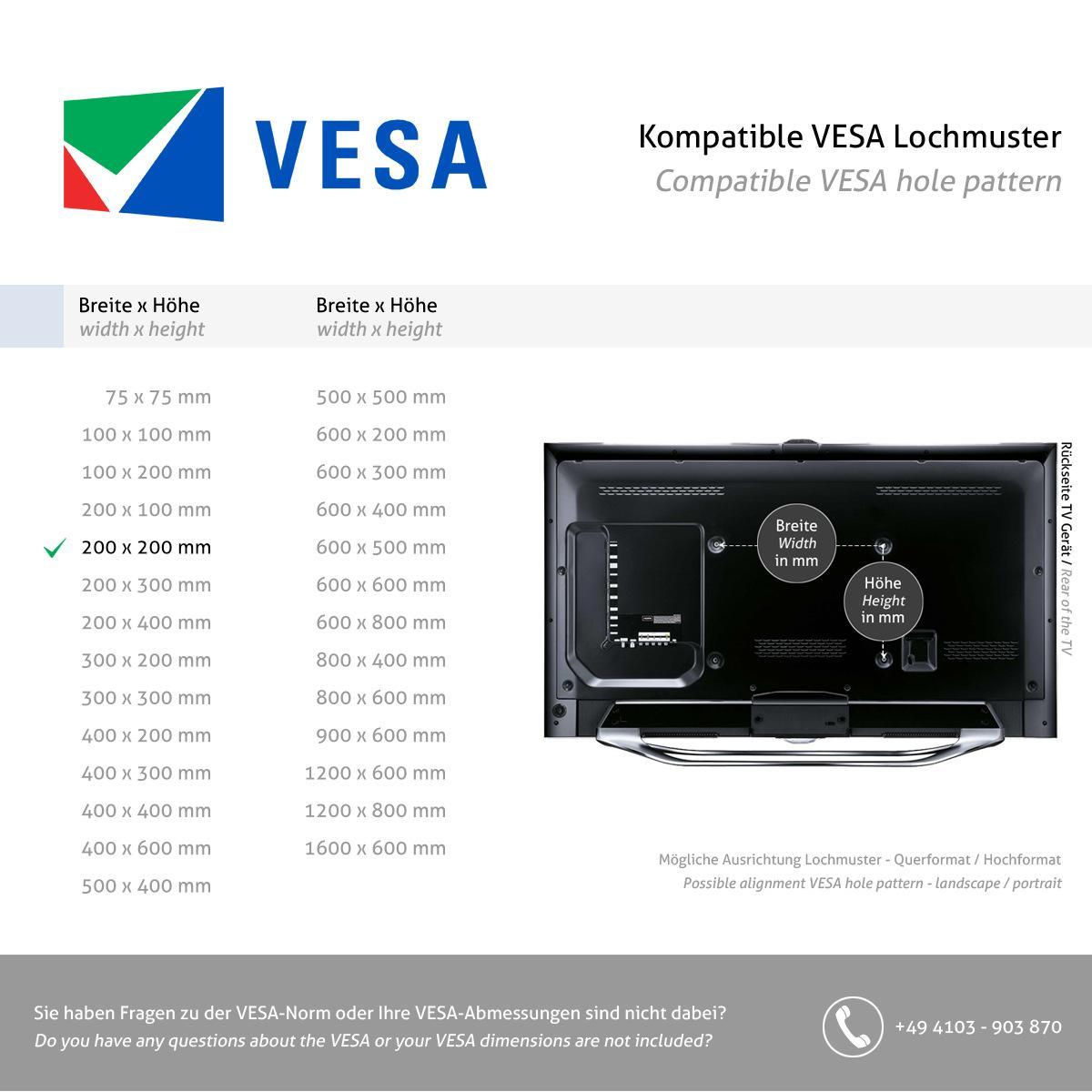 Cavus SPHERE150B22 TV Bodenständer, VESA Standard