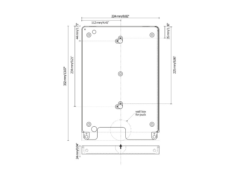 basalte eve iPad Pro Wandhalter weiß diebstahlsicher Maße