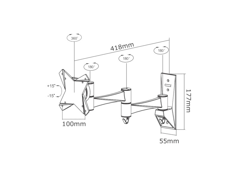NewStar FPMA-W832 schwenkbare Monitor Wandhalterung bis 30 Zoll Maße