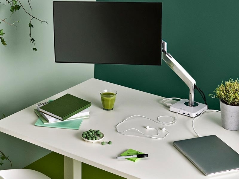 Humanscale M/Connect Dockingstation Tischklemme für M8, weiß Beispiel Humanscale M/Connect Dockingstation Tischklemme für M8, weiß Beispiel