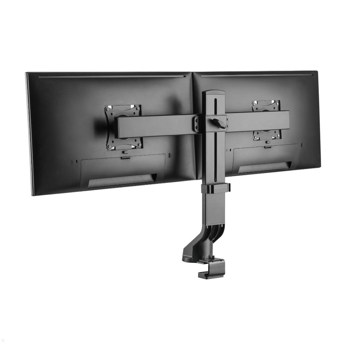 MonLines MTH022B dual Monitor Tischhalterung bis 32 Zoll, höhenverstellbar, schwarz, Grommet Monitorhalterung