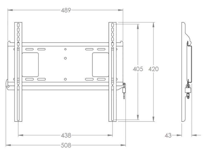 peerless PFL640 diebstahlsichere Display Wandhalterung 32-60Zoll flach Zeichnung peerless PFL640 diebstahlsichere Display Wandhalterung 32-60Zoll flach Zeichnung
