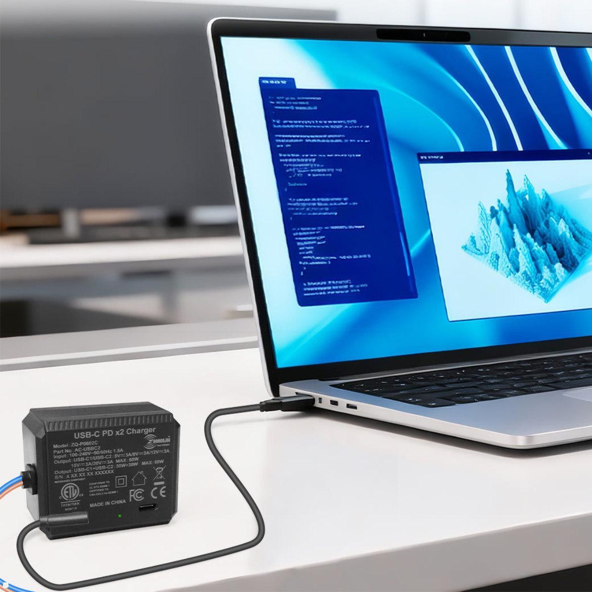 TecLines TNT006 Wandeinbau dual USB-C Tablet Unterputz Netzteil 60W Leistung 60, Laptop laden