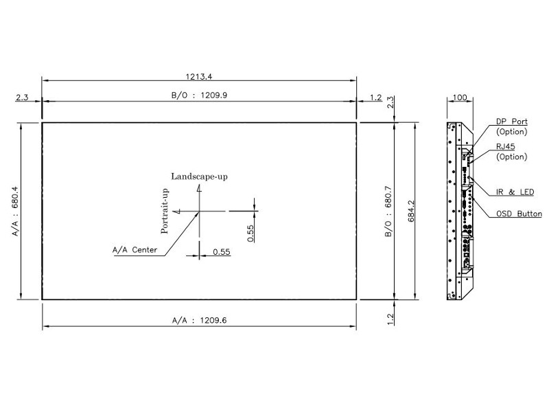 Hyundai D55UFN Indoor Display 55" FullHD Maße