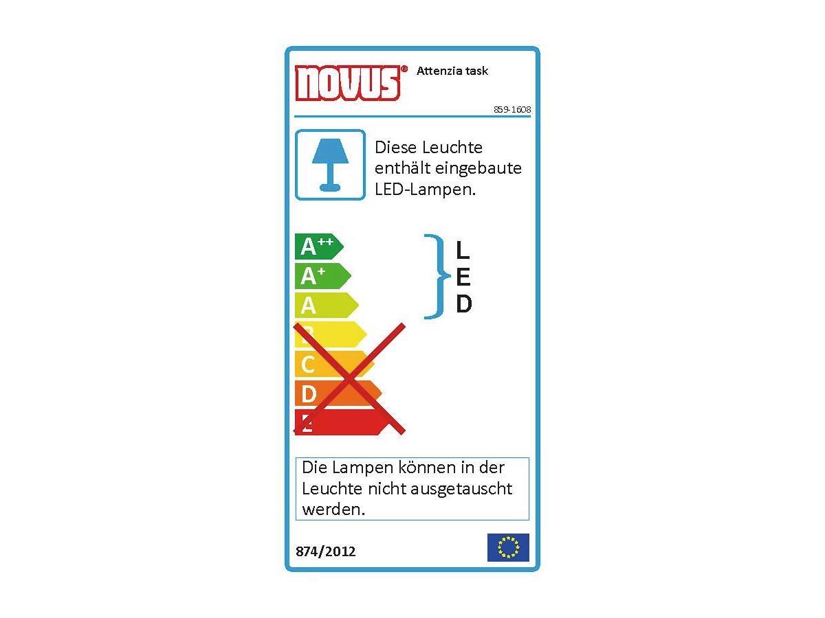 Novus Attenzia task LED Tischlampe Standfuß schwarz (740+1298+000) Energielabel Novus Attenzia task LED Tischlampe Standfuß schwarz (740+1298+000) Energielabel