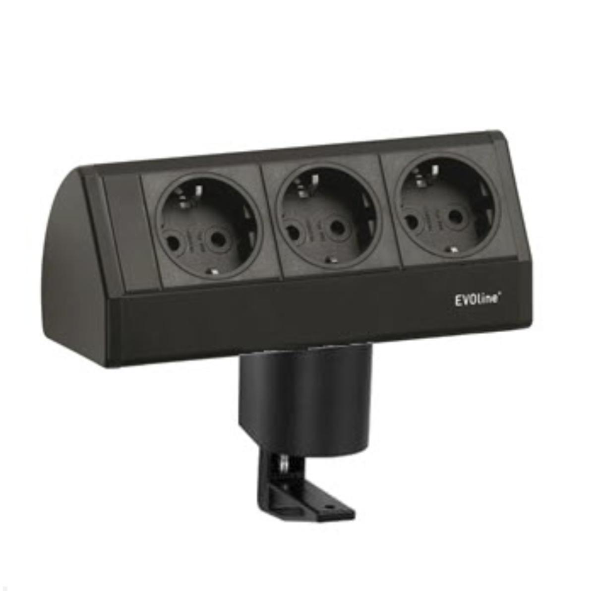 EVOline Dock small 3-fach Steckdose mit Befestigungszwinge, schwarz EVOline Dock small 3-fach Steckdose mit Befestigungszwinge, schwarz