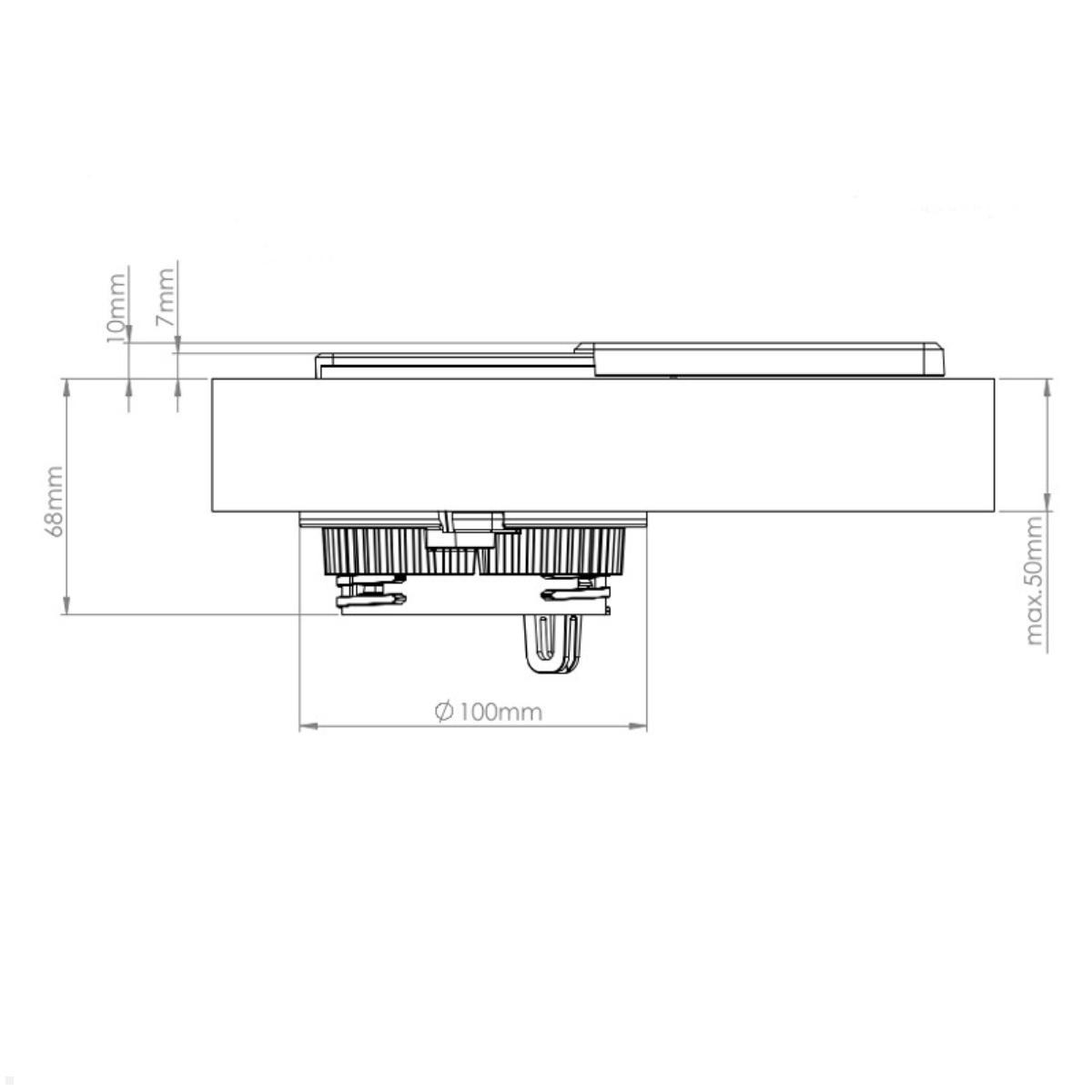 EVOline Square80 Einbausteckdose mit 1x USB-C, 1x CAT6 Buchse, schwarz, Zeichnung