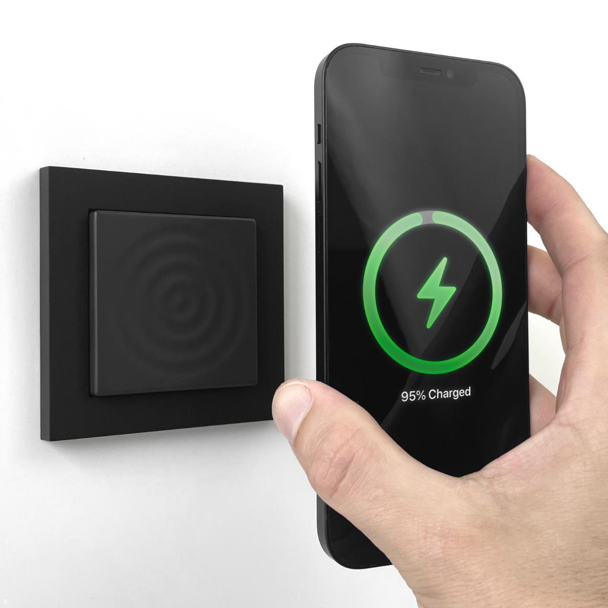 smart things WallBase 55 Wave magnetischer Qi Charger Unterputz (WB55 b), schwarz matt, Unterputz Qi Ladestation