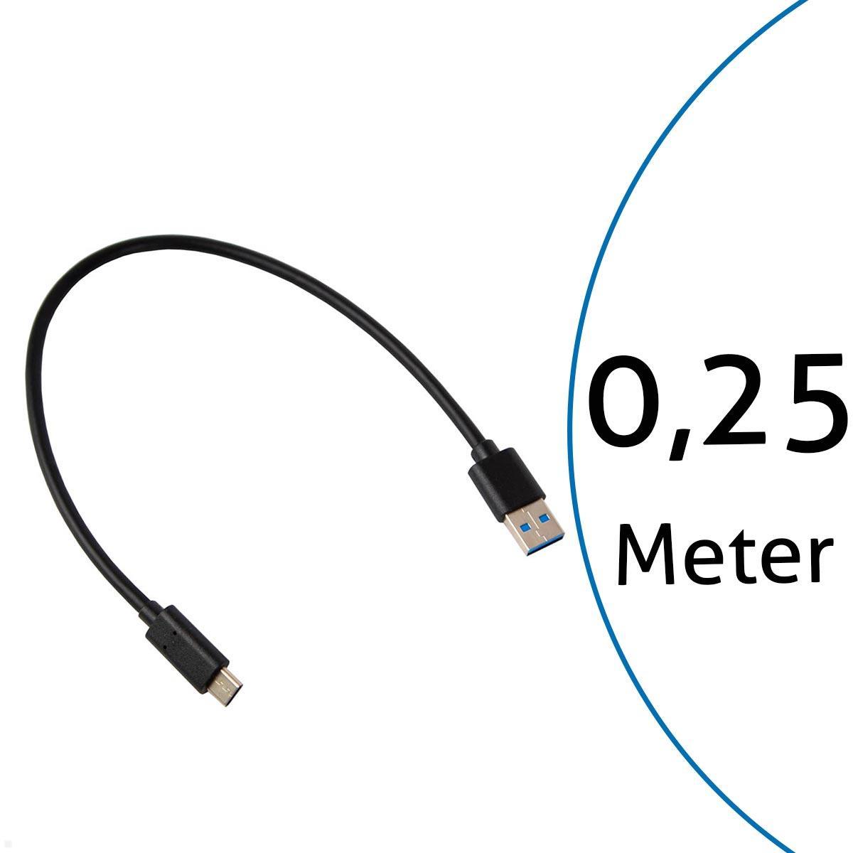 TecLines TUC017B USB-A auf USB-C Kabel 25 cm, schwarz TecLines TUC017B USB-A auf USB-C Kabel 25 cm, schwarz
