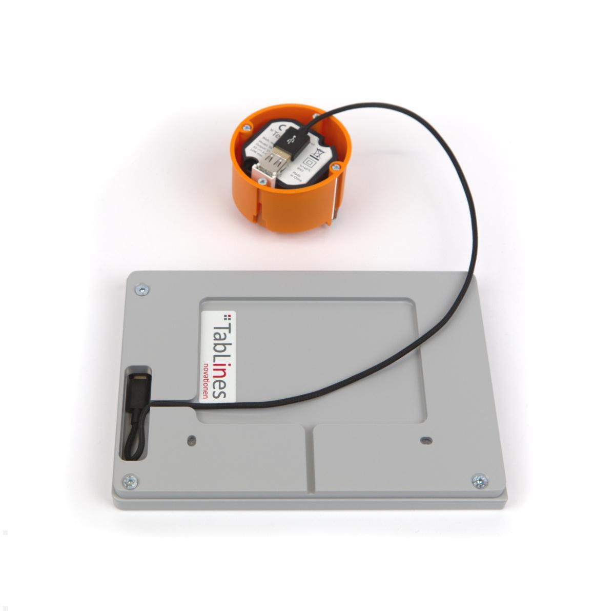 TabLines TWP011S Wandhalterung für iPad Pro 12.9 (5.Gen.) 2021, silber, optionale Unterputz Stromversorgung TabLines TWP011S Wandhalterung für iPad Pro 12.9 (5.Gen.) 2021, silber, optionale Unterputz Stromversorgung