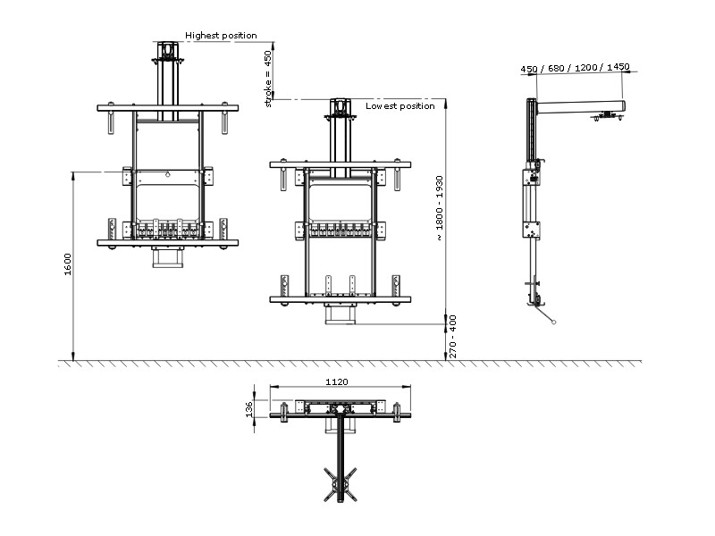 SMS AE025005 Halterung für interaktive Whiteboards Zeichnung