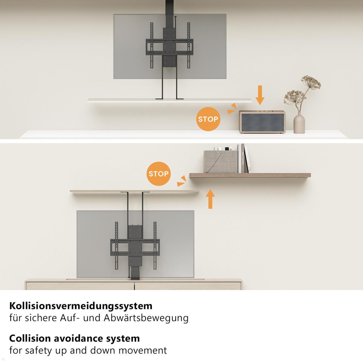 MonLines MLD900B TV Lift Deckenhalterung elektrisch, Hub 900mm, Antikollisionsfunktion