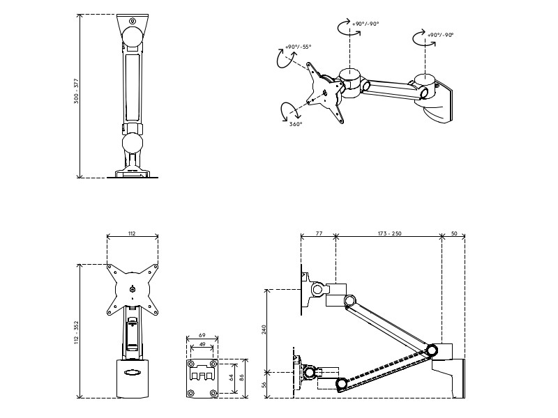 Dataflex 58.312 Viewlite plus Wandhalter Zeichnung Dataflex 58.312 Viewlite plus Wandhalter Zeichnung