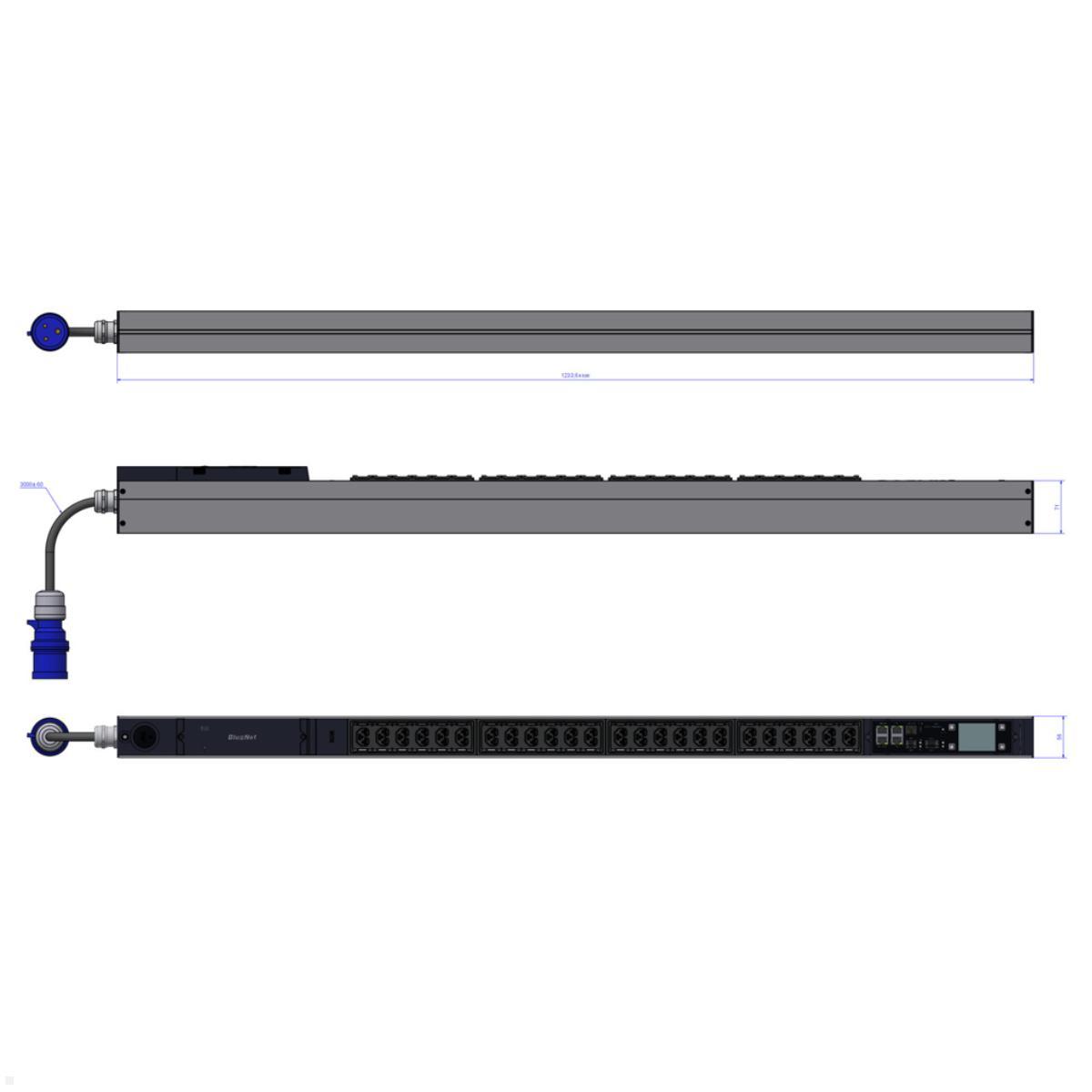 Bachmann BN PRO Metered + RCM – 24xCombo, 3,0m CEE 16A/3p (BM0024747), Kabelmanagement