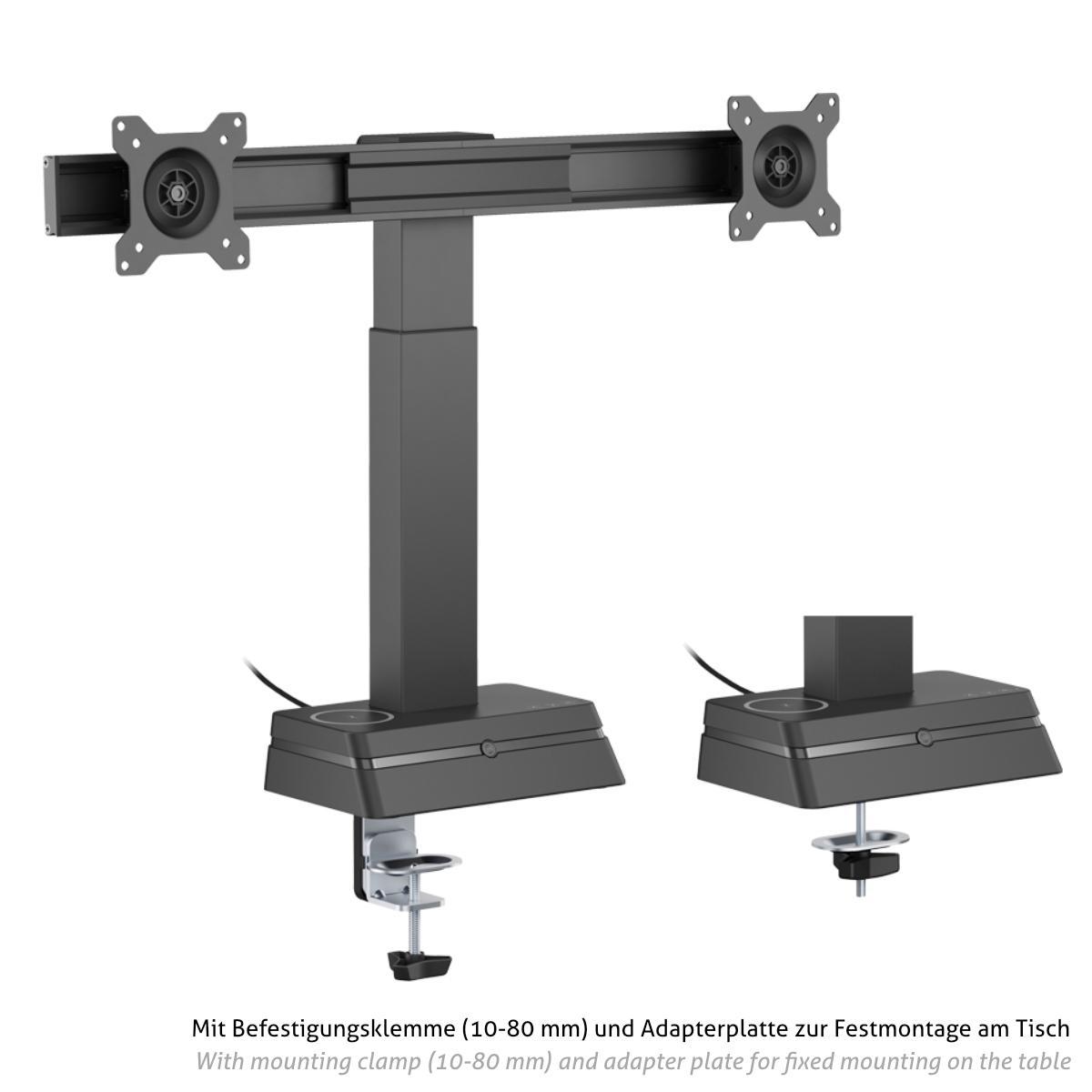 MonLines MTH021B dual Monitor Tischhalterung elektrisch 17 - 27 Zoll, schwarz, Tischklemme und Durchschraubbefestigung MonLines MTH021B dual Monitor Tischhalterung elektrisch 17 - 27 Zoll, schwarz, Tischklemme und Durchschraubbefestigung
