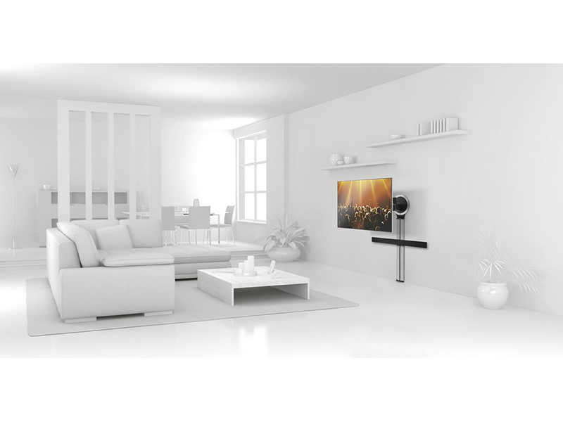 Vogels SOUND 3400 Soundbar Halterung mit NEXT 7840 Kabelkanal Wohnzimmer