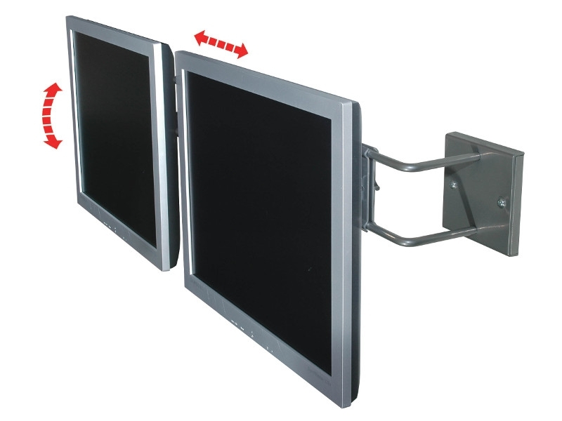 R-Go Steel Double Screen Monitor Wandhalterung neigbar RGOSC160, silber