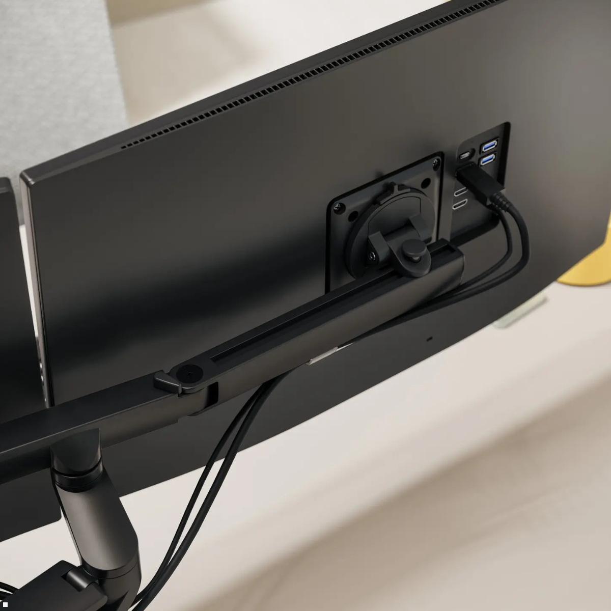 Novus Clu Plus X2 Monitorhalterung für 2 Monitore bis 27Zoll (992+2118+000), schwarz, VESA Tischhalterung 75/100
