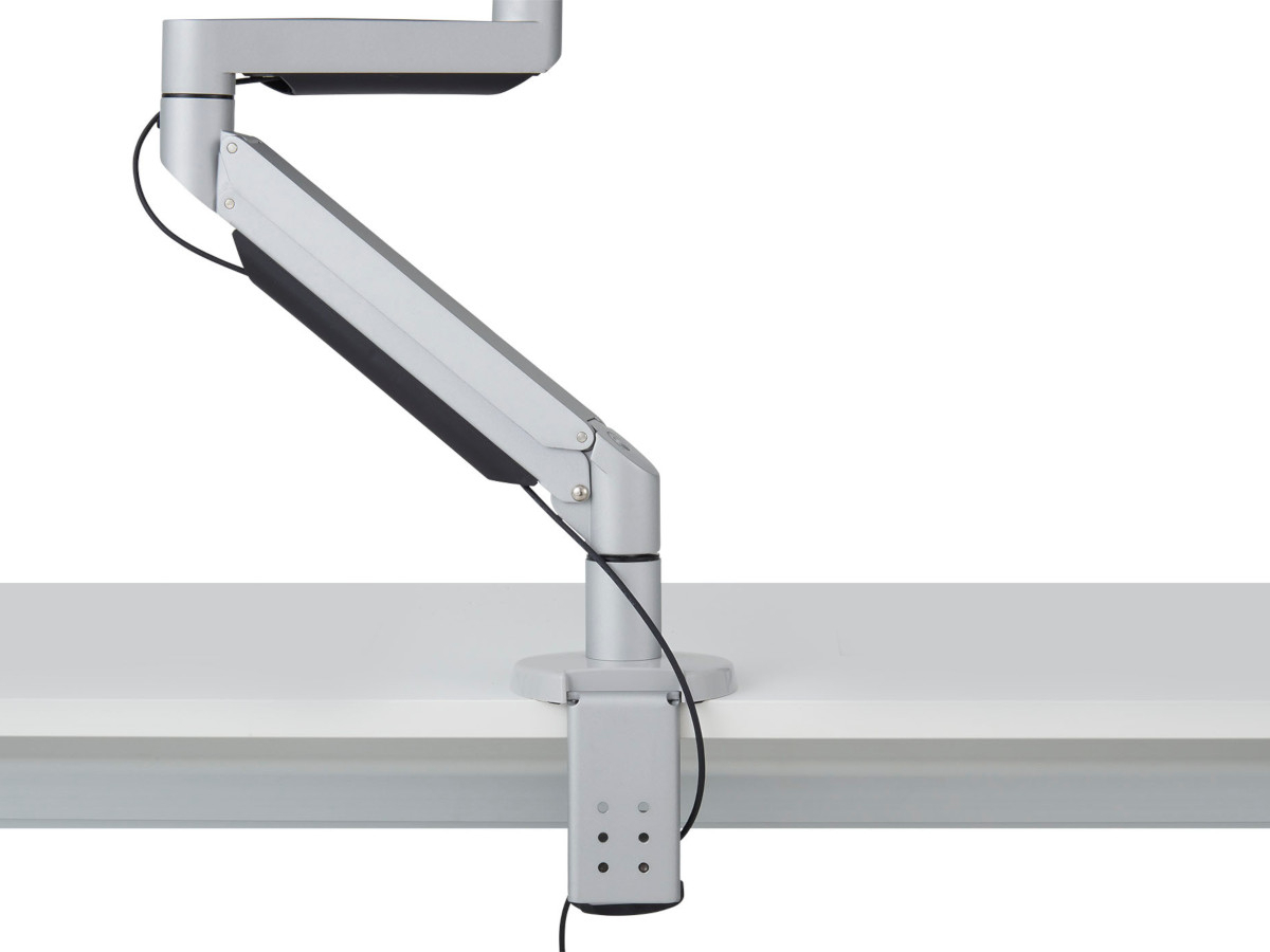 BakkerElkhuizen Premium Office Monitor Tischhalterung Klemme bis 32 Zoll, silber Kabelmanagement