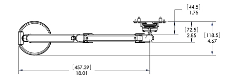 Humanscale M2 Lite Durchschraub Tischhalterung M2BSES Reichweite