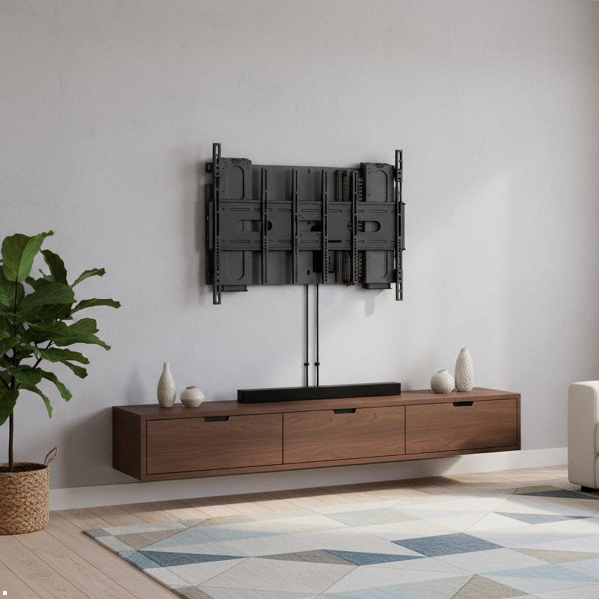 MonLines MLW675B2 TV Lift Wandhalter elektrisch, 675mm, 98 Zoll, schwarz, Anwendung Wohnzimmer