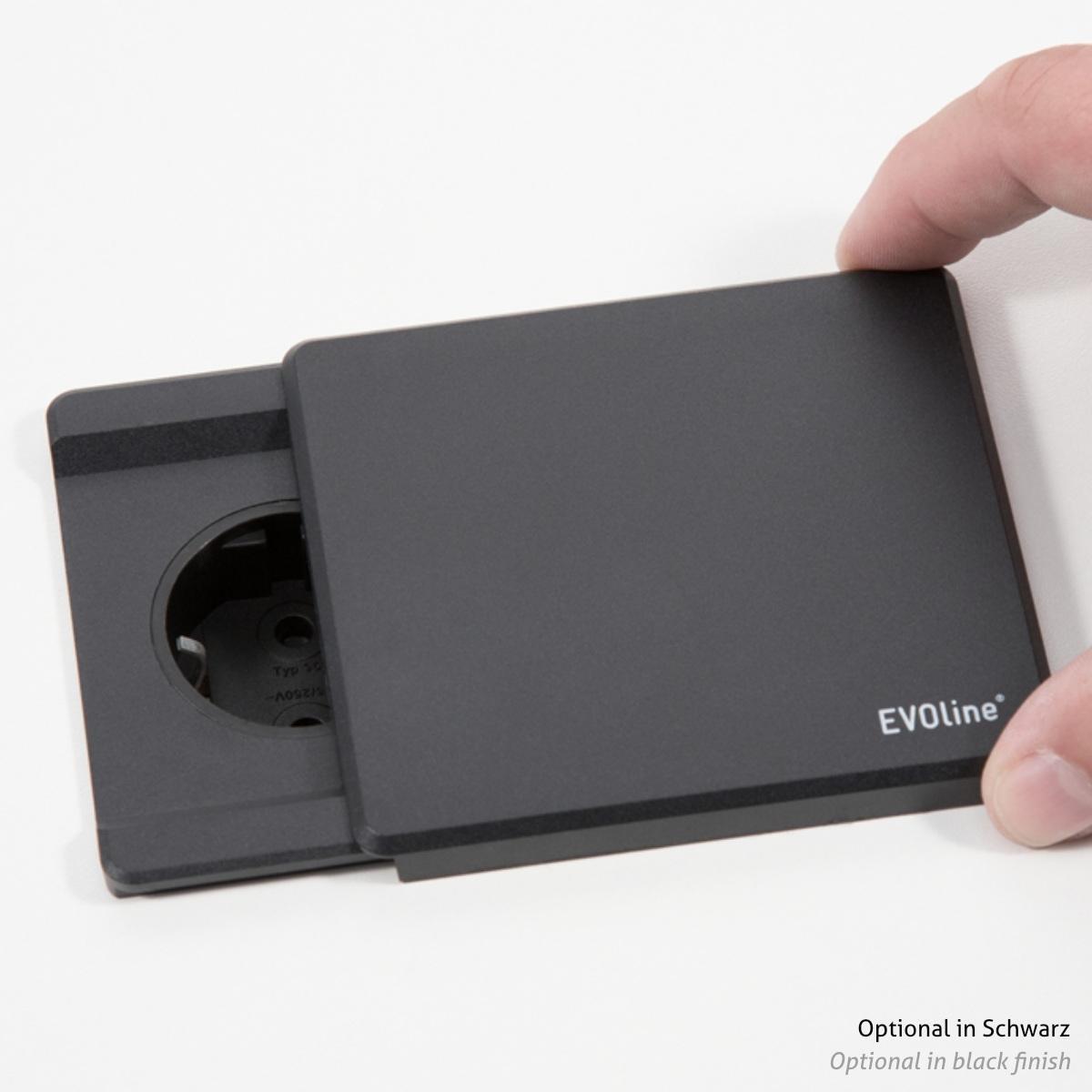 EVOline Square80 Einbausteckdose mit 2x USB Charger, weiß mit Schiebedeckel EVOline Square80 Einbausteckdose mit 2x USB Charger, weiß mit Schiebedeckel