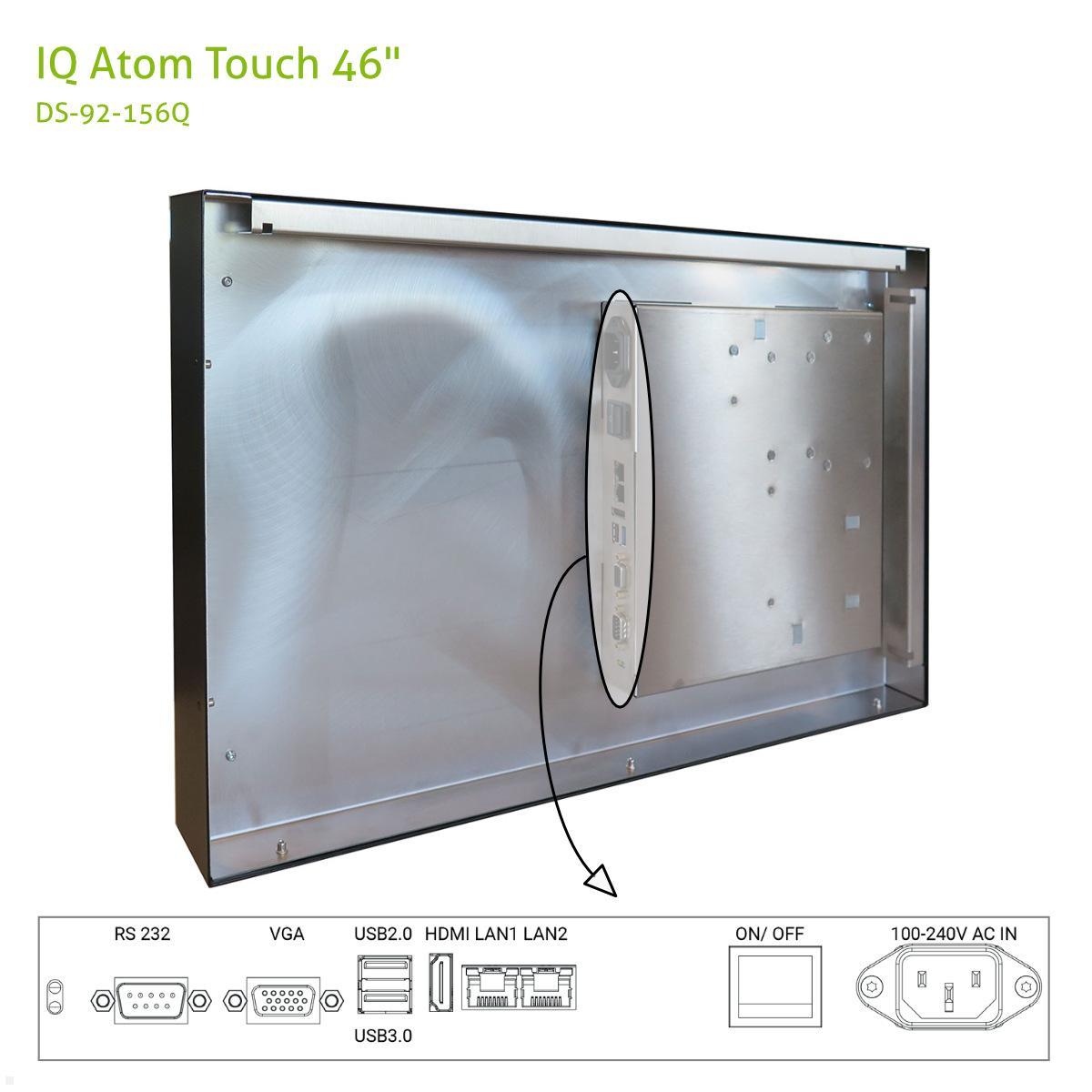 Distec BLO-Line A1 Brandschutz Monitor 46 Zoll IQ Atom Touch quer (DS-92-156Q) Anschlüsse