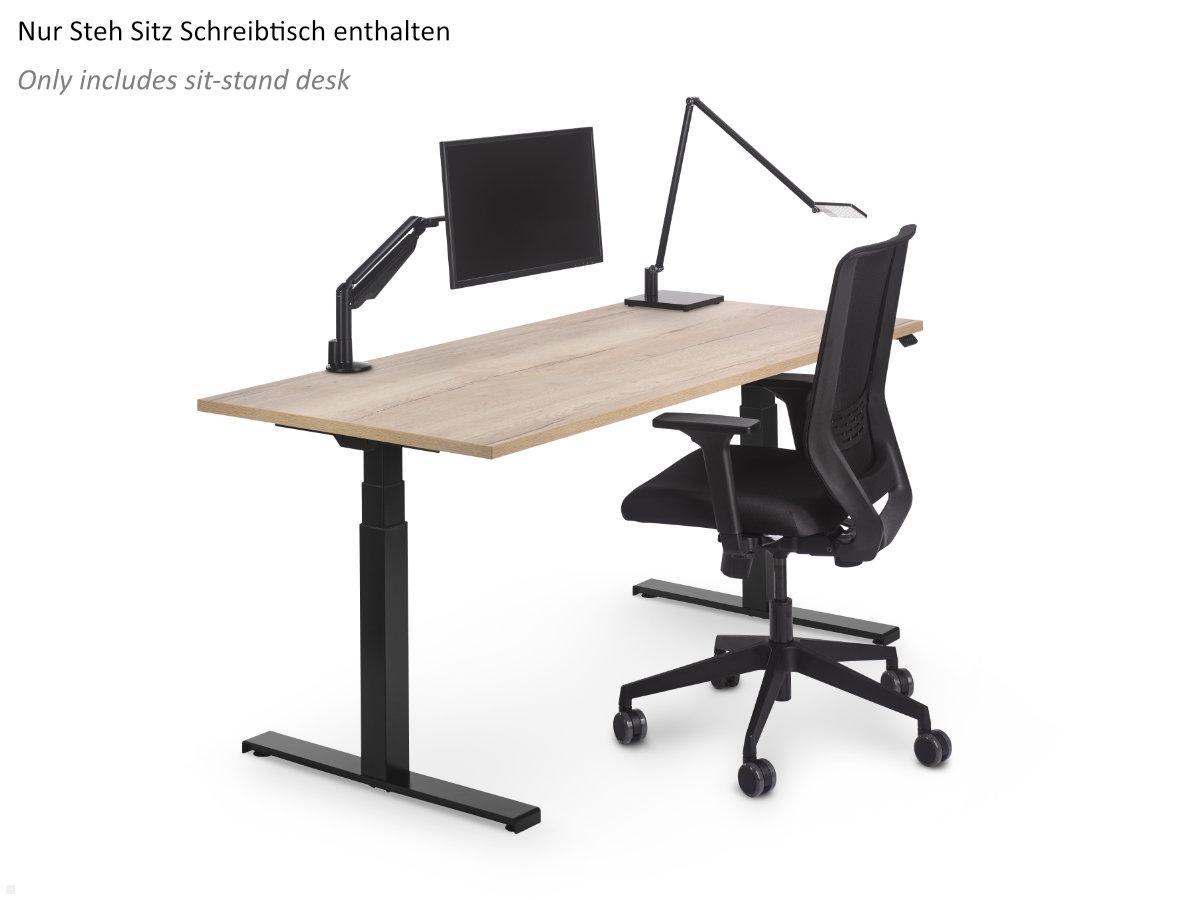TecLines TST-1606B Steh Sitz Schreibtisch 1600x800 mm, Eiche/schwarz, Anwendungsbeispiel