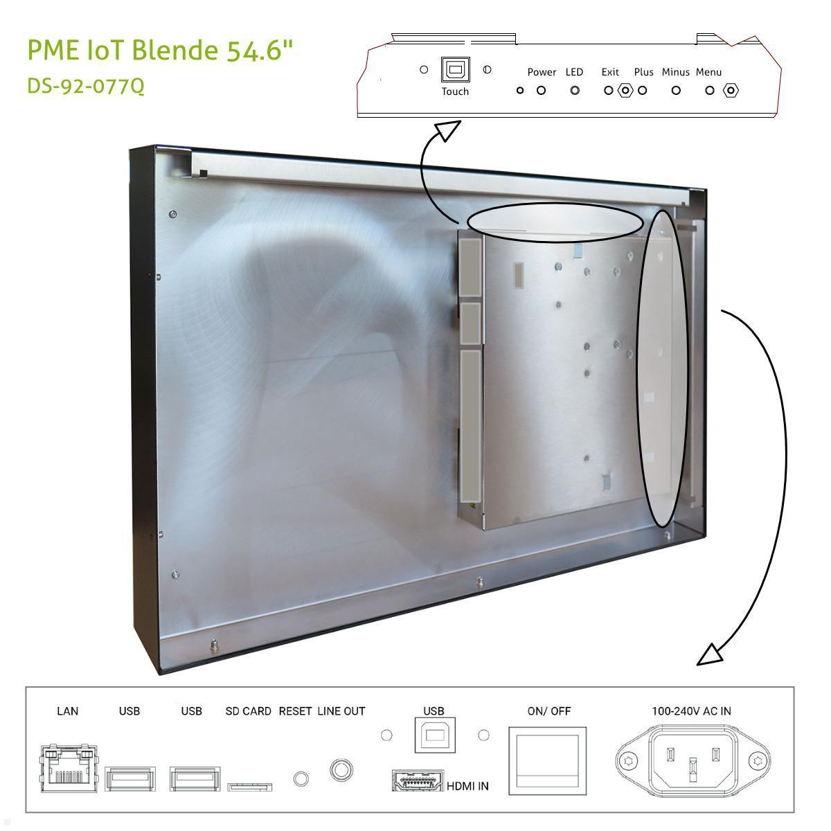 Distec BLO-Line A1 Brandschutz Monitor 54.6 Zoll IoT Blende quer (DS-92-077Q) Anschlüsse