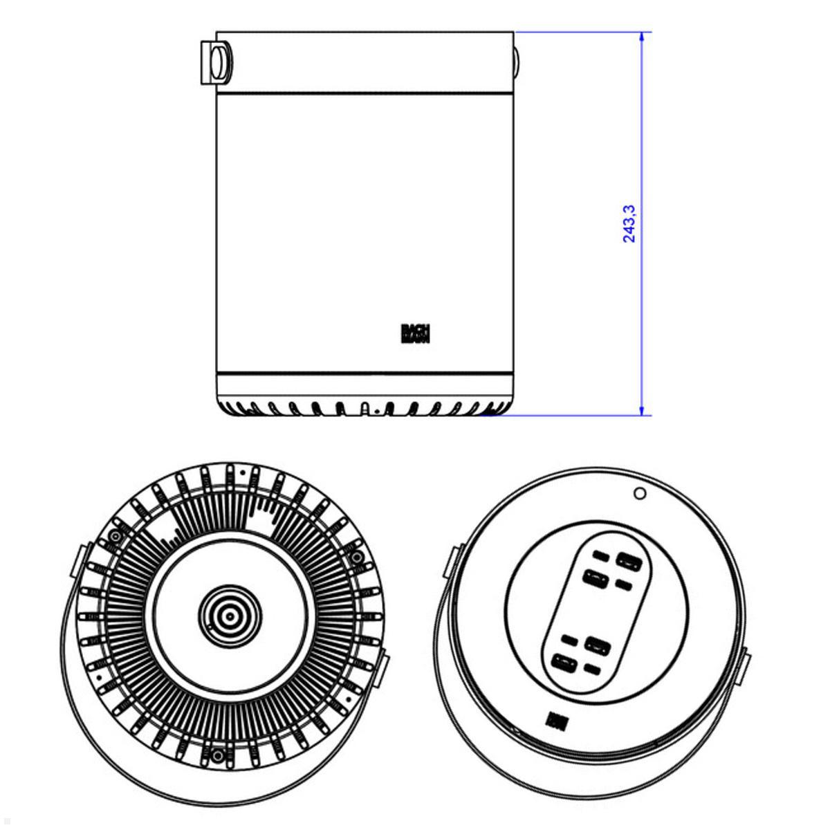 Bachmann MOV:E mit 4x USB-Charger A/C, schwarz (BM0011021), Maße