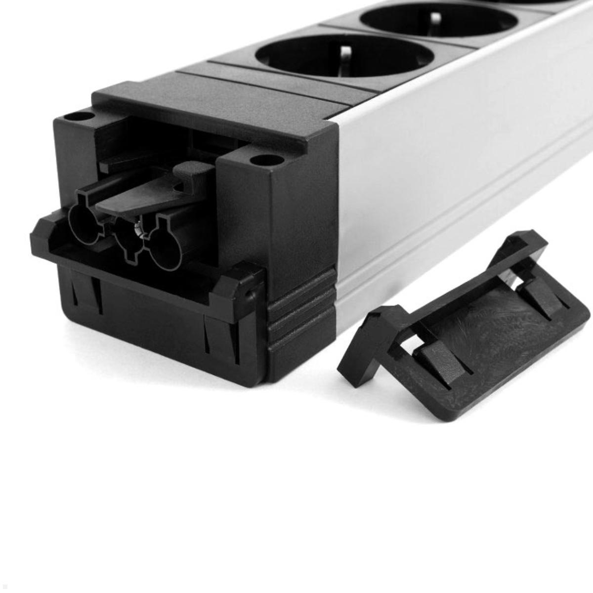 Bachmann STEP ALU 3-fach Steckdosenleiste mit 1x CM (906.0237) Kappe