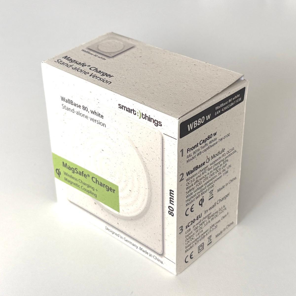 smart things WallBase 80 Wave magnetischer Qi Charger Unterputz (WB80 w), weiß, kabelloses Laden Smartphone