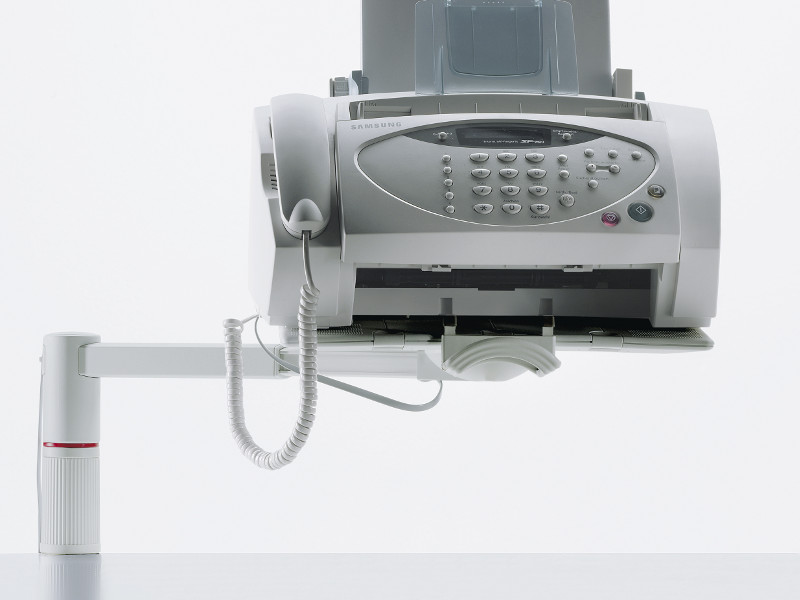 Novus ScopeMaster Telefonhalterung silber/anthrazit (714+0009+000) Anwendungsbeispiel Faxgerät Novus ScopeMaster Telefonhalterung silber/anthrazit (714+0009+000) Anwendungsbeispiel Faxgerät