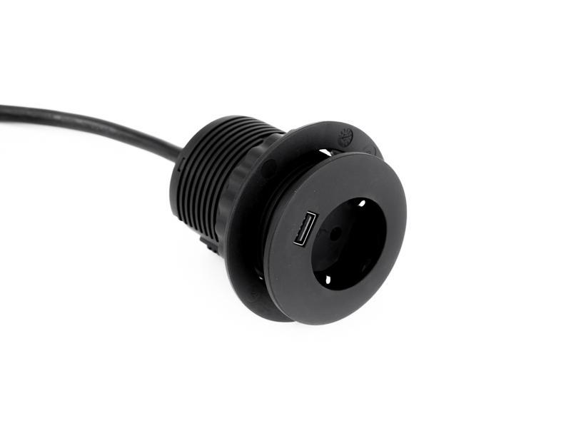 TecLines TMS001 Multifunktionssteckdose 1x Steckdose, 1x USB 60 mm Einbaudruchmesser TecLines TMS001 Multifunktionssteckdose 1x Steckdose, 1x USB 60 mm Einbaudruchmesser