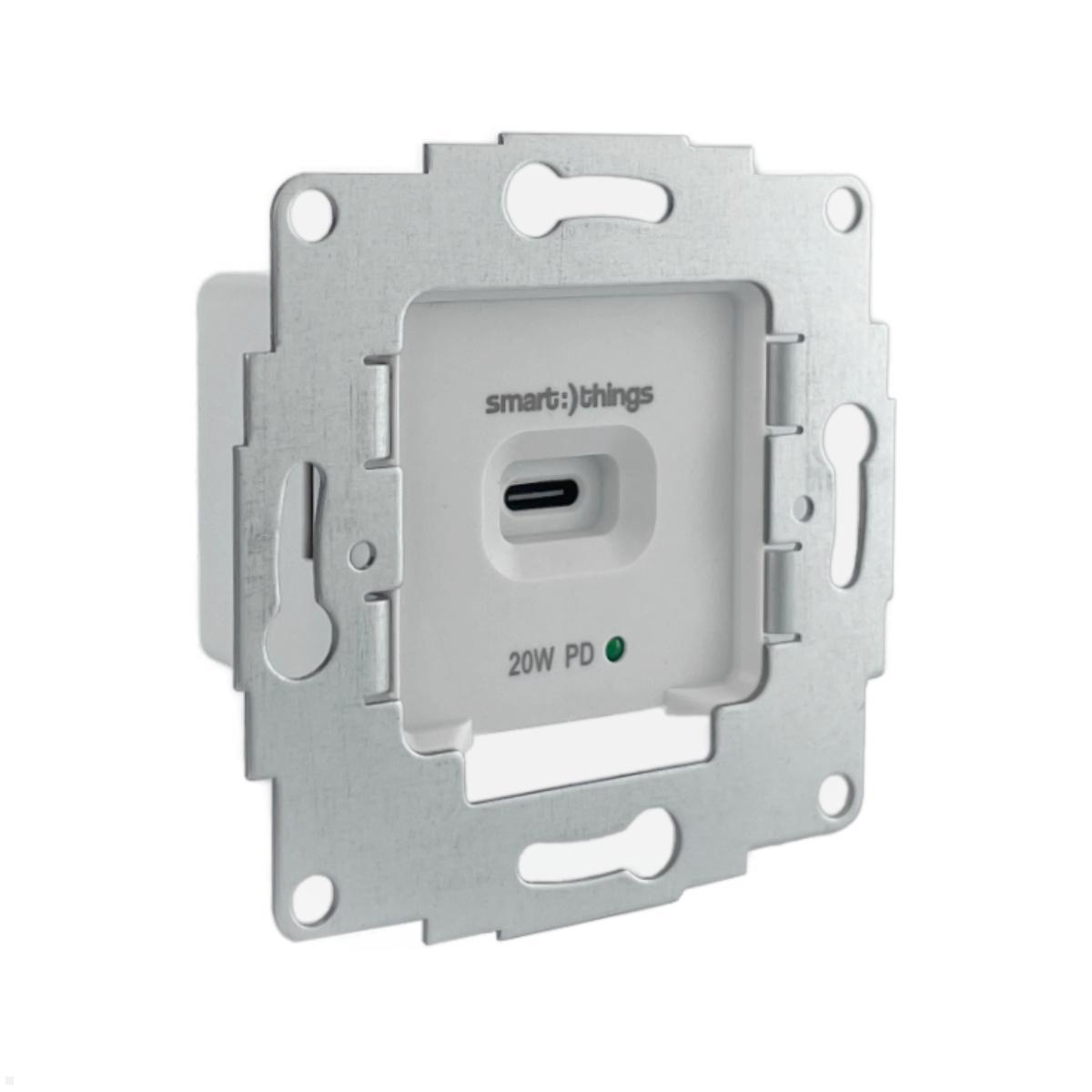 smart things sCharge 20W Unterputz Netzteil sC20-EU C mit USB-C/C Kabel, seitliche Ansicht