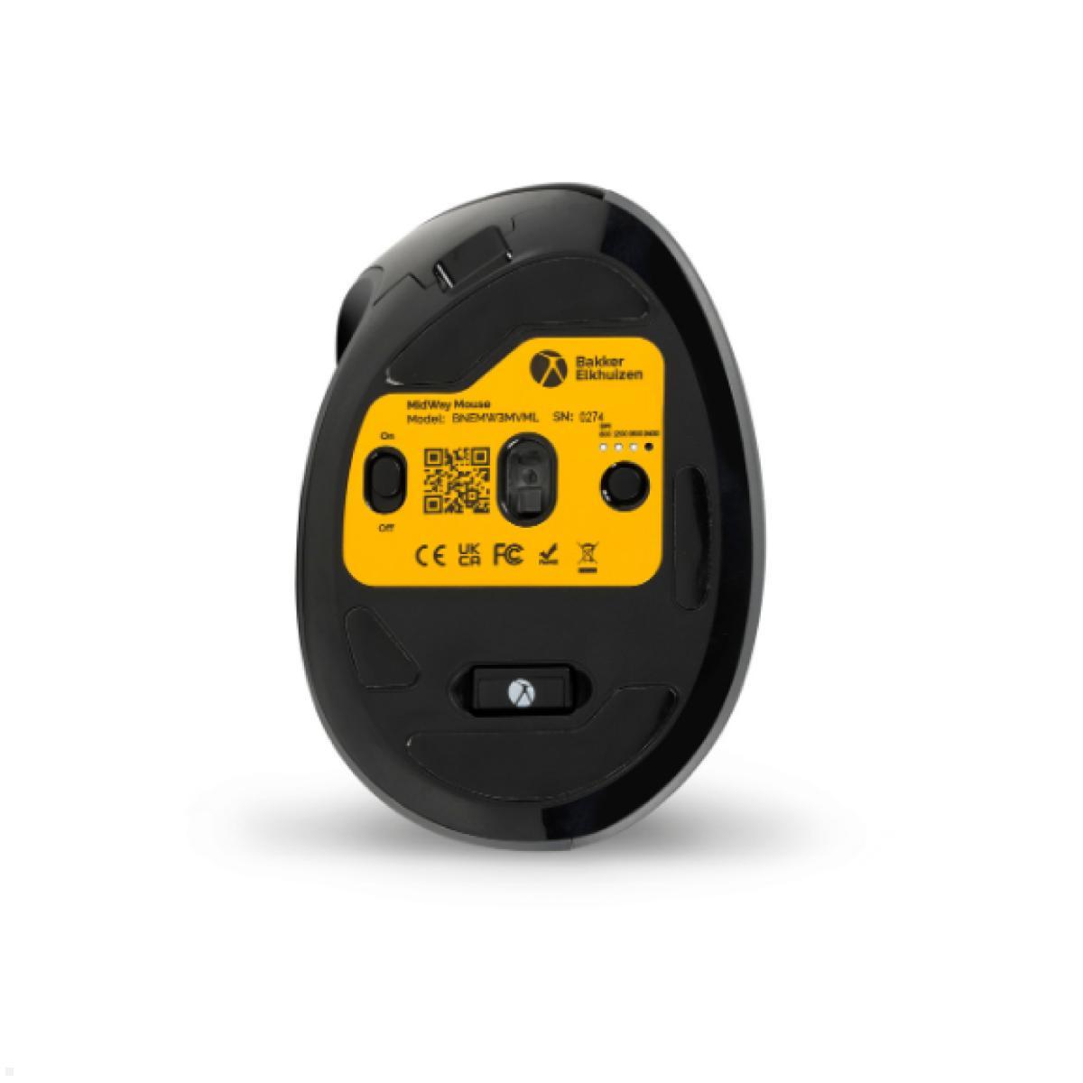 BakkerElkhuizen Ergonomische Maus MidWay 3-Mode Vertical Mouse Linkshänder (BNEMW3MVML), Unterseite