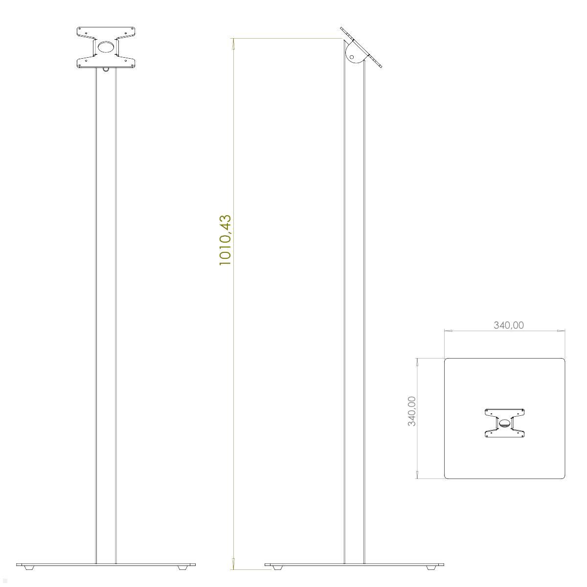 TabLines TBS019 Tablet Bodenständer mit VESA Halterung neigbar, eckig, Maße