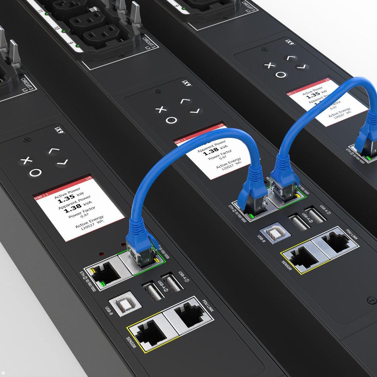 Legrand Raritan iX Rack-PDU 0U mit 18xC13 / 18xHDOT Cx, 3-phasig 400V 16A, Outlet Metered/Switched RCM (PX4-51A0-E7M28V2), PDU 3-phasig 400V 16A