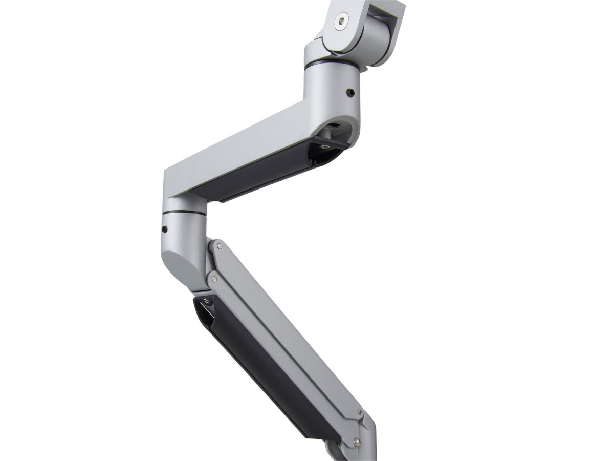 BakkerElkhuizen Premium Office Monitor Tischhalterung Klemme bis 32 Zoll, silber interne Kabelführung