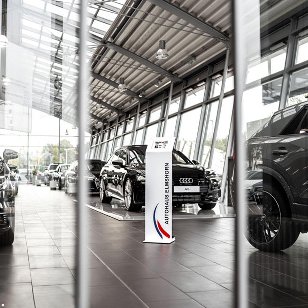 TabLines TBS114 Design Tabletständer hoch für Samsung Tab S9+ 12.4, Autohaus TabLines TBS114 Design Tabletständer hoch für Samsung Tab S9+ 12.4, Autohaus