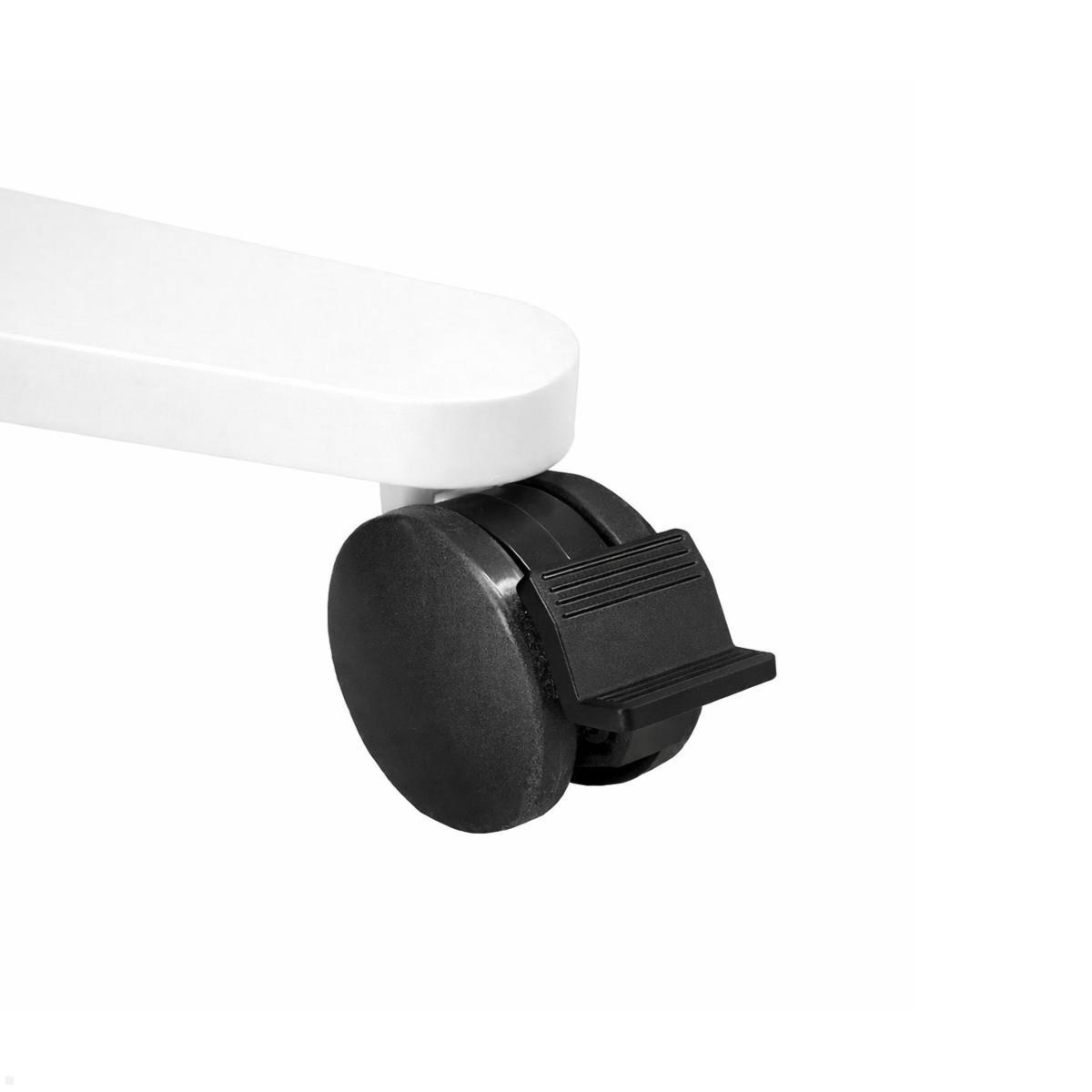 MonLines SIDEB86W mobiles Display Sideboard mit Lift bis 86 Zoll, weiß, Rolle mit Bremse