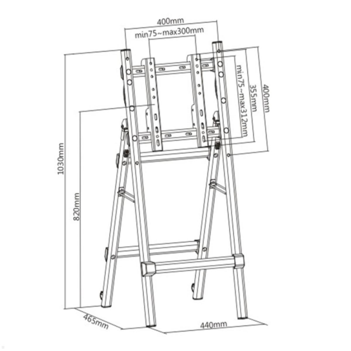 MonLines MBS021 Digital Signage Stand – Mobiler Kundenstopper für Displays bis 55 Zoll, Maße