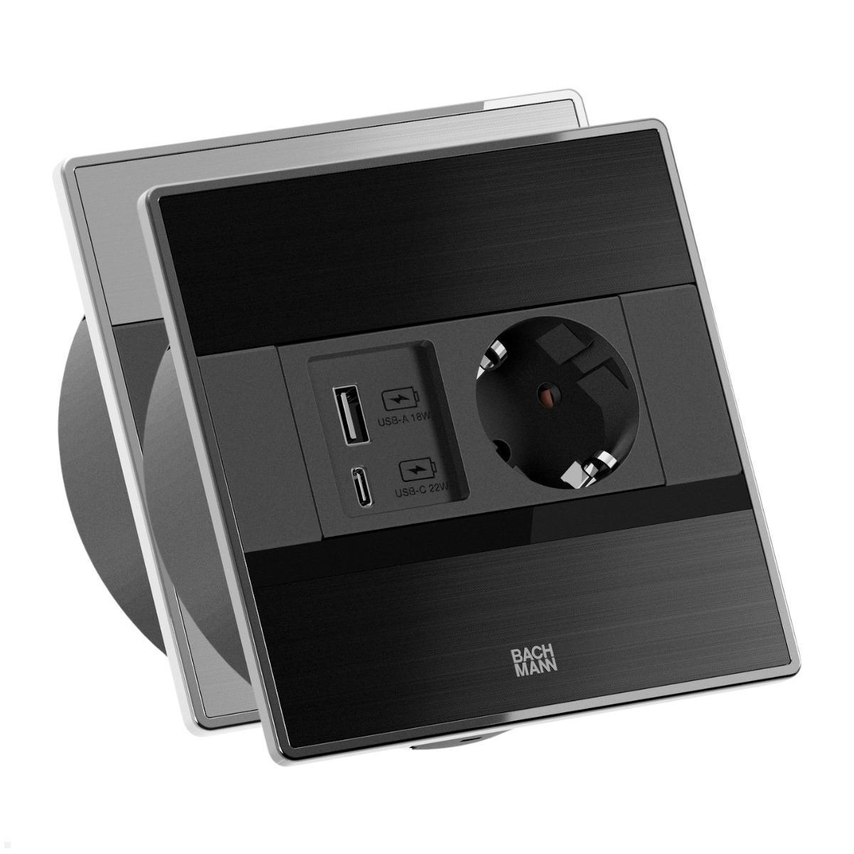 Bachmann SENSE Einbausteckdose 1x Steckdose, 1x USB-A, 1x USB-C